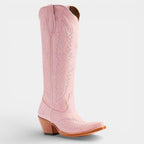 Knee High Vegan Leather Cowboy Boots for Women - Western Block Heel Design for Casual Wear