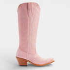 Knee High Vegan Leather Cowboy Boots for Women - Western Block Heel Design for Casual Wear