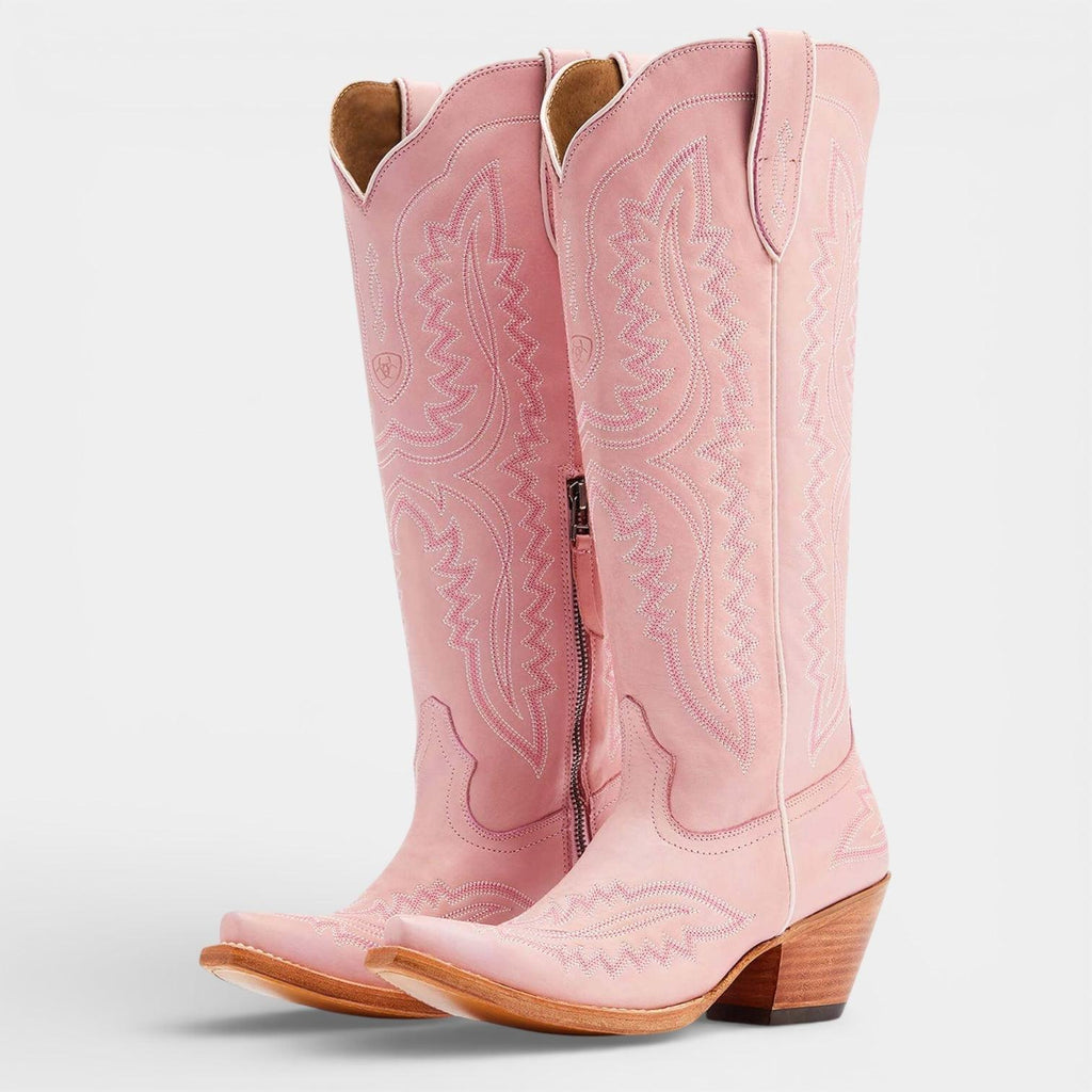 Knee High Vegan Leather Cowboy Boots for Women - Western Block Heel Design for Casual Wear