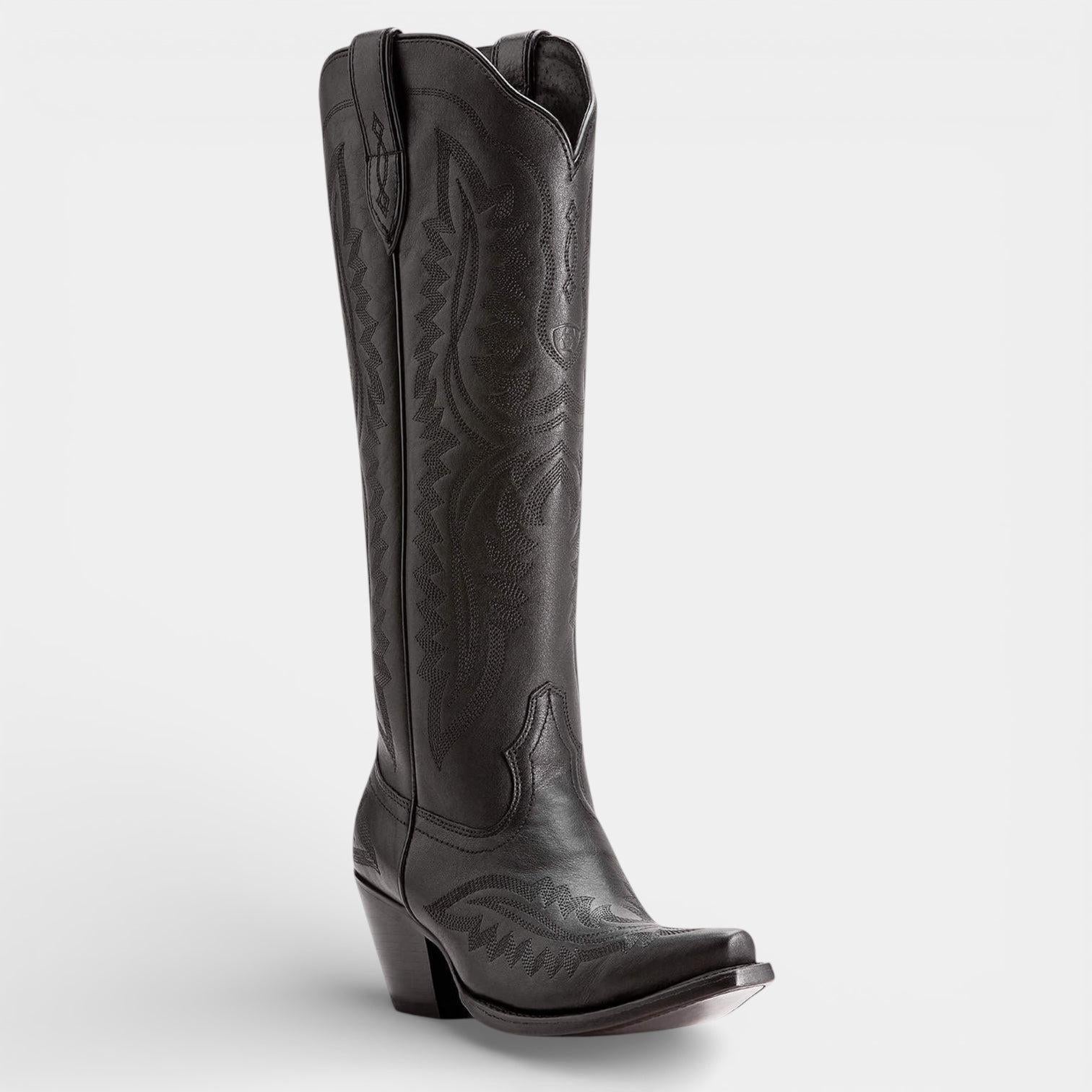 Knee High Vegan Leather Cowboy Boots for Women - Western Block Heel Design for Casual Wear