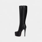 Knee-High Women's Boots with Rounded Toe and High Platform for Casual Wear - Stylish Footwear for Fall and Winter