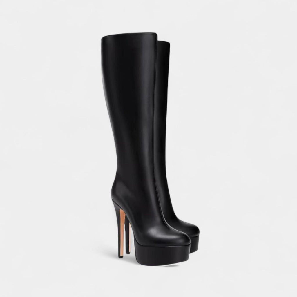 Knee-High Women's Boots with Rounded Toe and High Platform for Casual Wear - Stylish Footwear for Fall and Winter