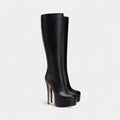 Knee-High Women's Boots with Rounded Toe and High Platform for Casual Wear - Stylish Footwear for Fall and Winter