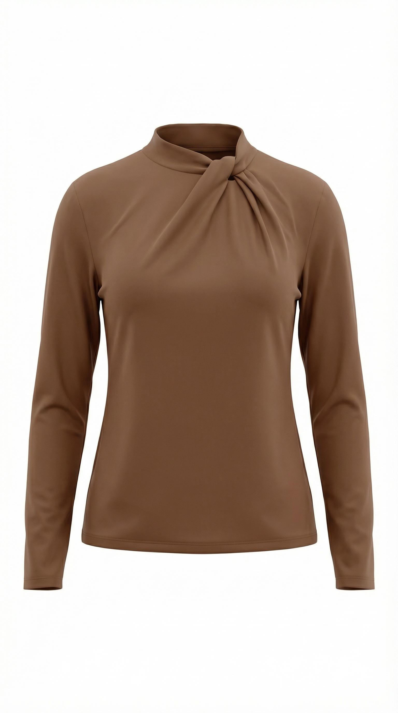 Knotted Mock Neck Blouse in Lightweight Fabric for Casual or Office Wear