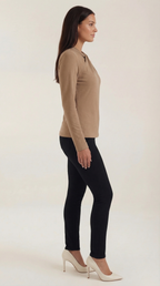 Knotted Mock Neck Blouse in Lightweight Fabric for Casual or Office Wear