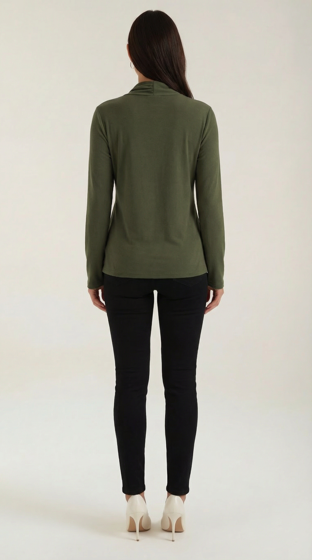 Knotted Mock Neck Blouse in Lightweight Fabric for Casual or Office Wear