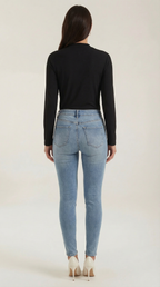 Knotted Mock Neck Blouse in Lightweight Fabric for Casual or Office Wear