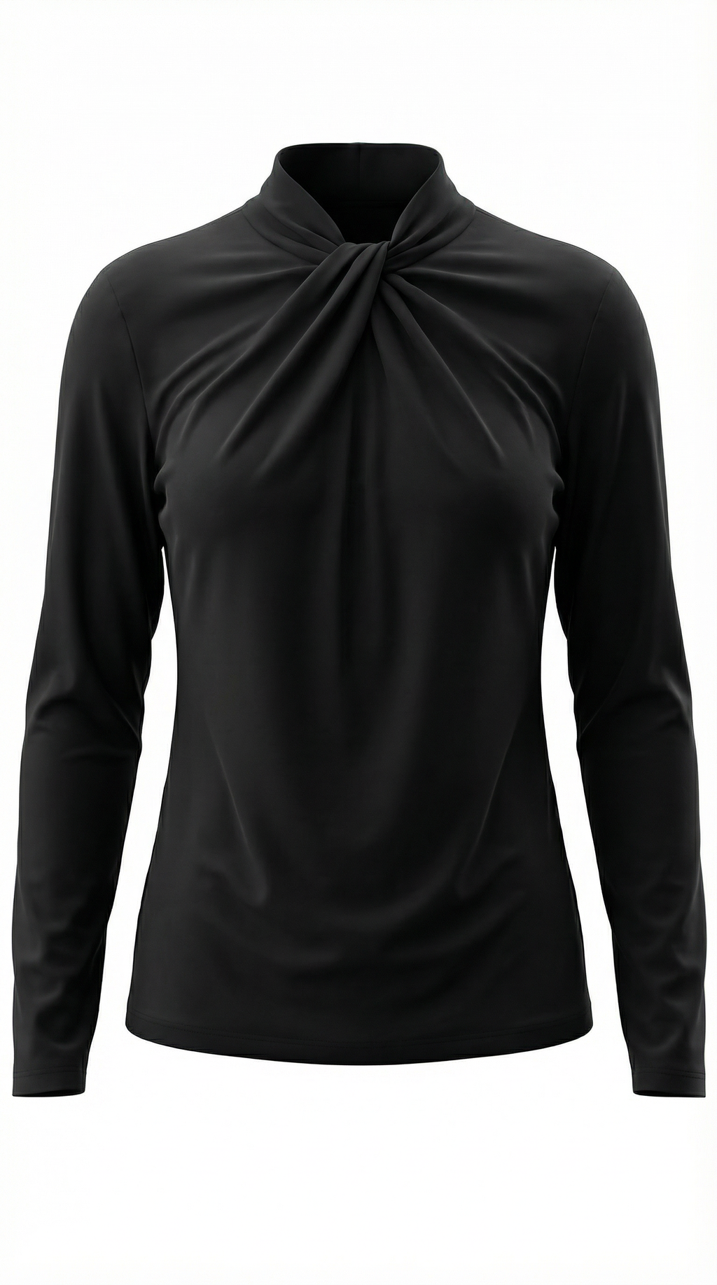Knotted Mock Neck Blouse in Lightweight Fabric for Casual or Office Wear