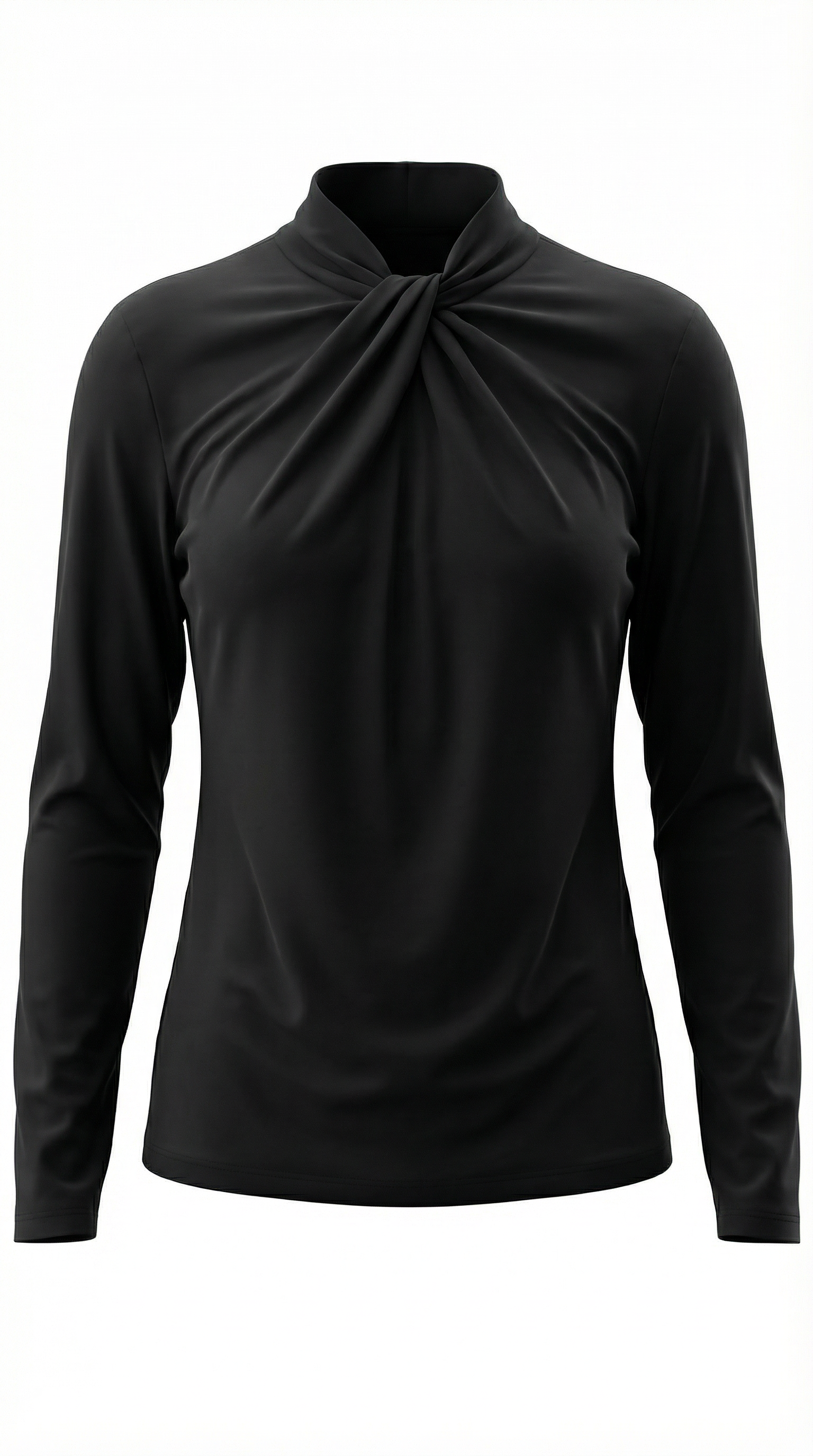 Knotted Mock Neck Blouse in Lightweight Fabric for Casual or Office Wear
