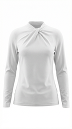 Knotted Mock Neck Blouse in Lightweight Fabric for Casual or Office Wear
