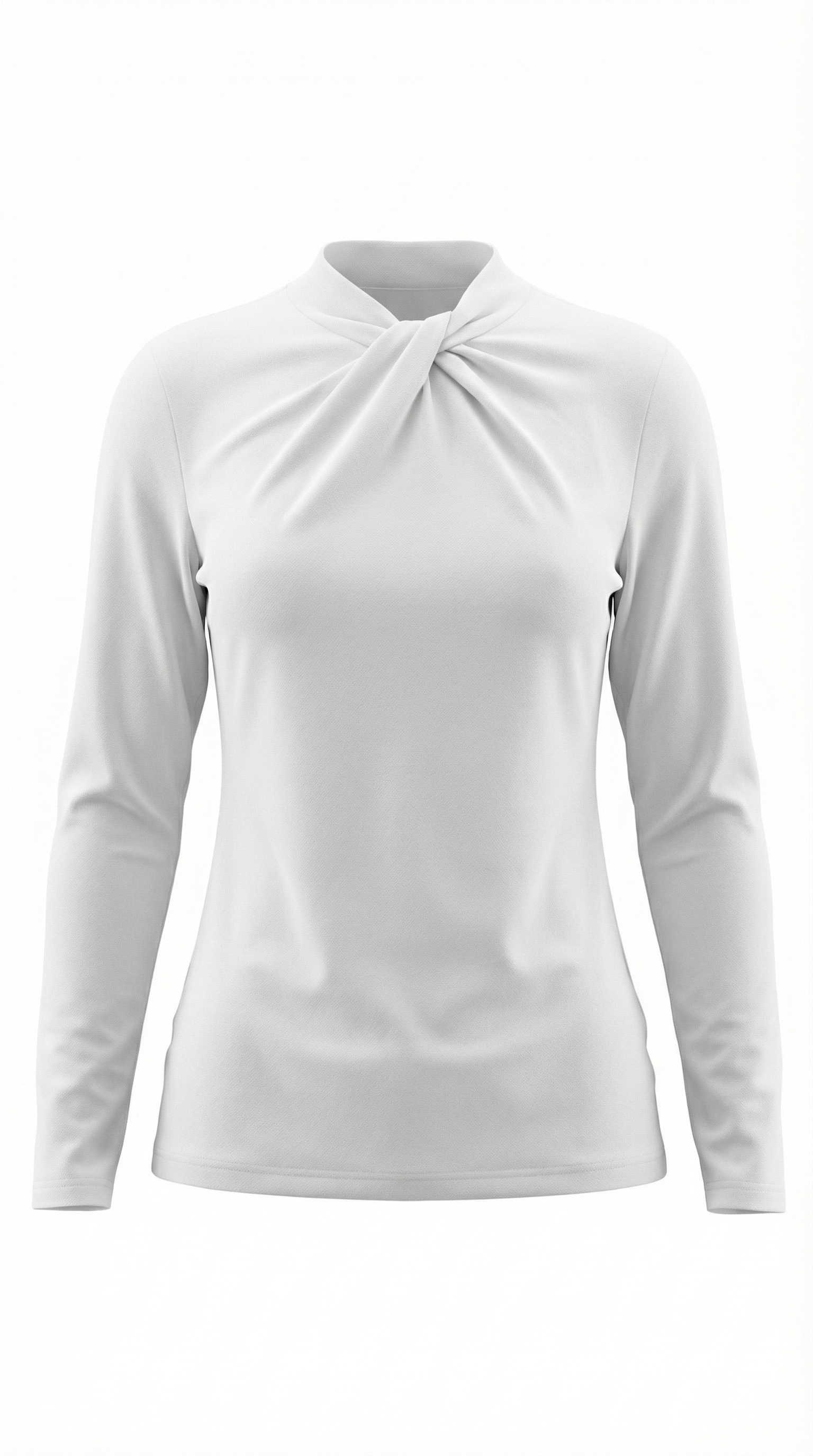 Knotted Mock Neck Blouse in Lightweight Fabric for Casual or Office Wear