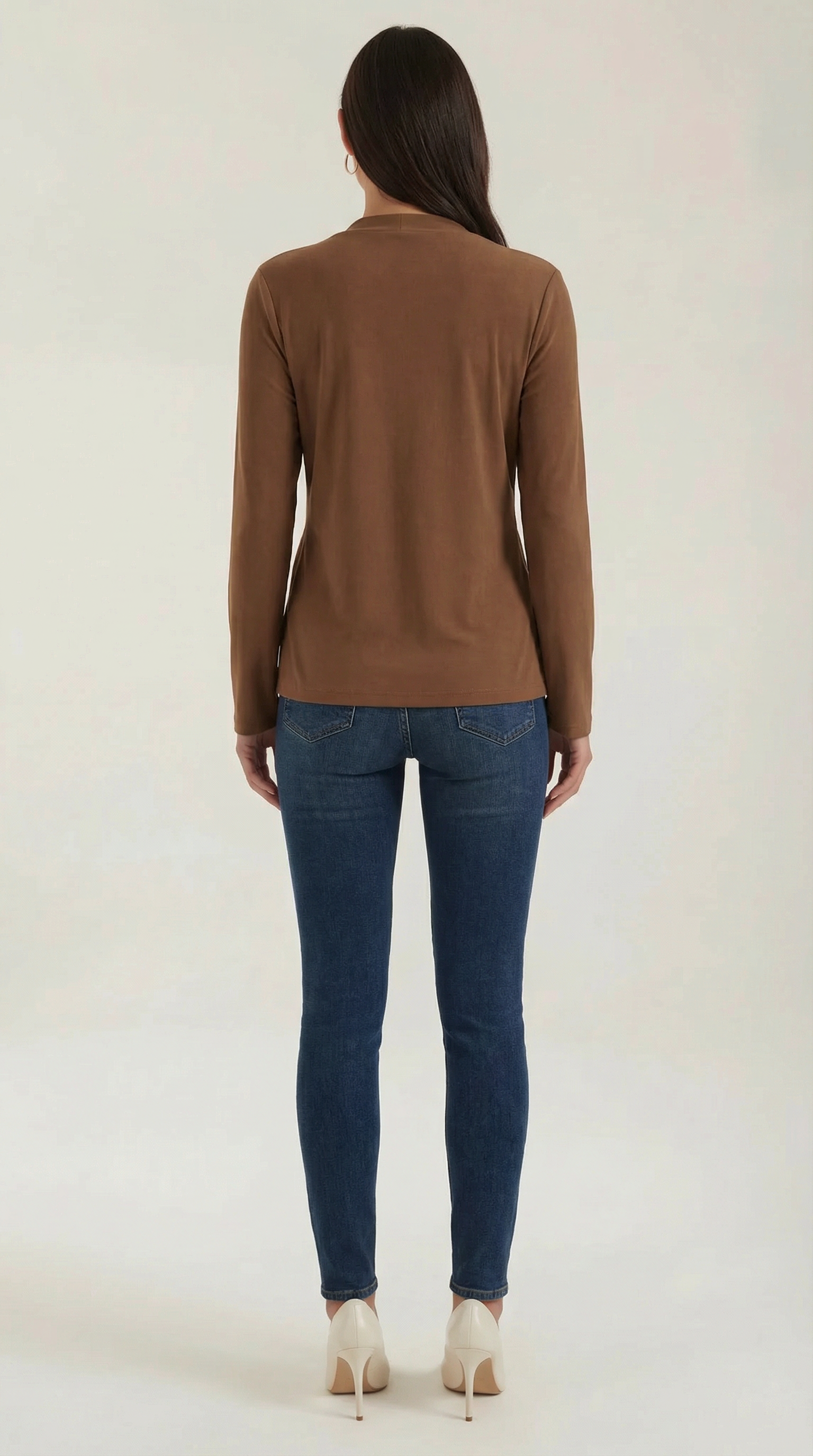 Knotted Mock Neck Blouse in Lightweight Fabric for Casual or Office Wear