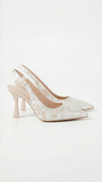 Lace Heeled Sandals - Elegant Design for Formal Events - Women's Footwear