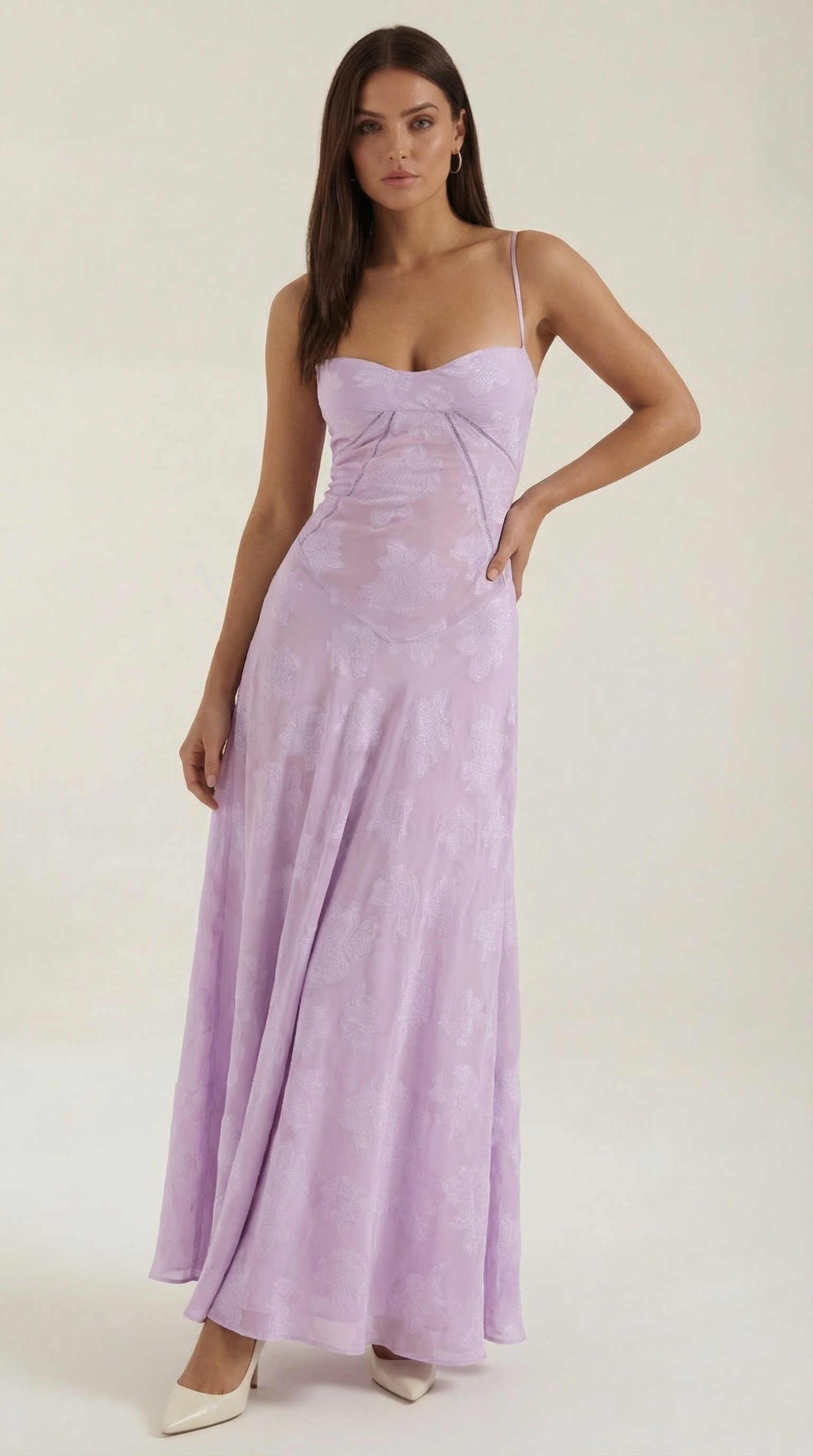 Lace Maxi Dress for Women - Elegant Floral Design - Perfect for Formal Events and Special Occasions