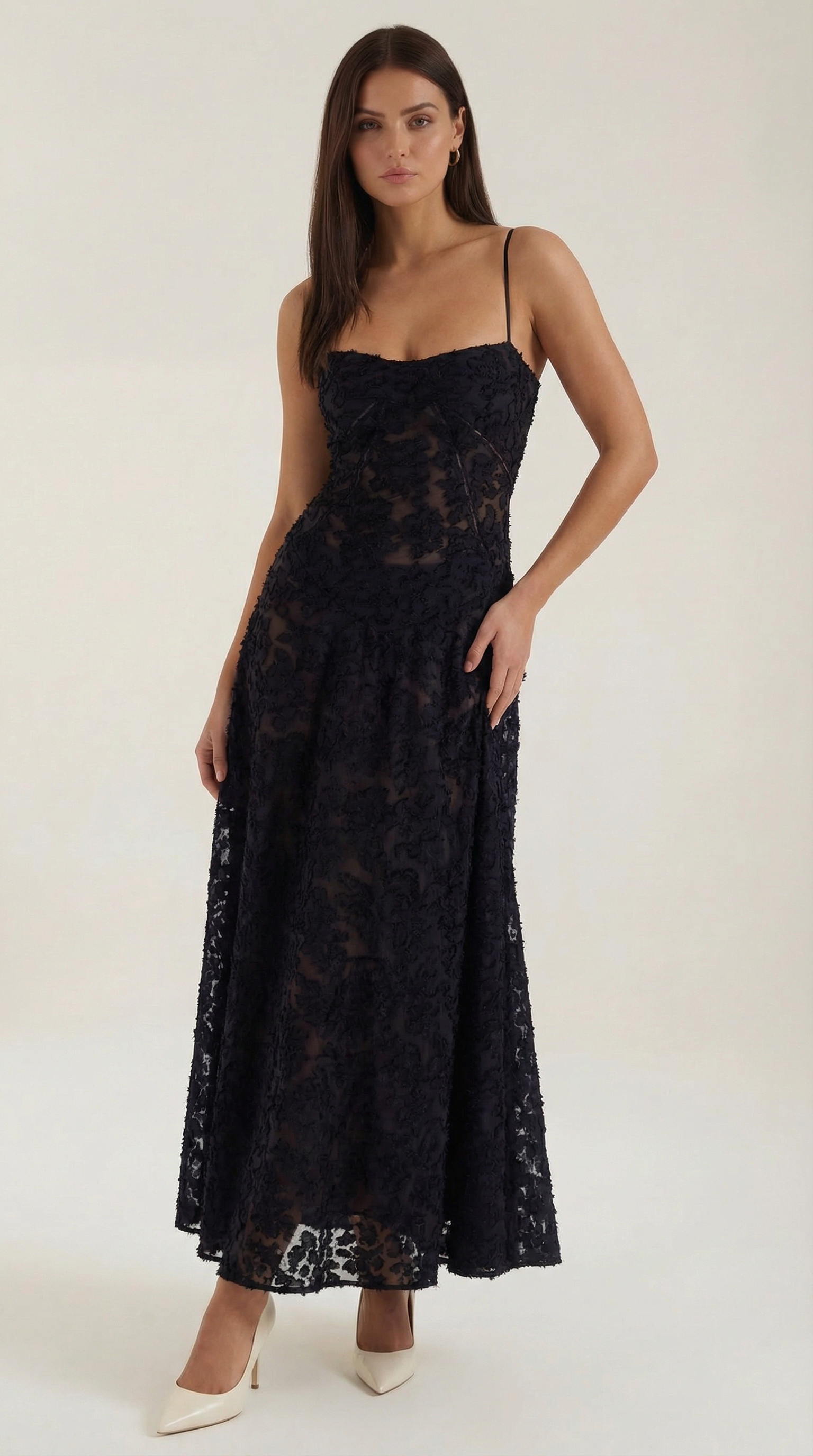 Lace Maxi Dress for Women - Elegant Floral Design - Perfect for Formal Events and Special Occasions