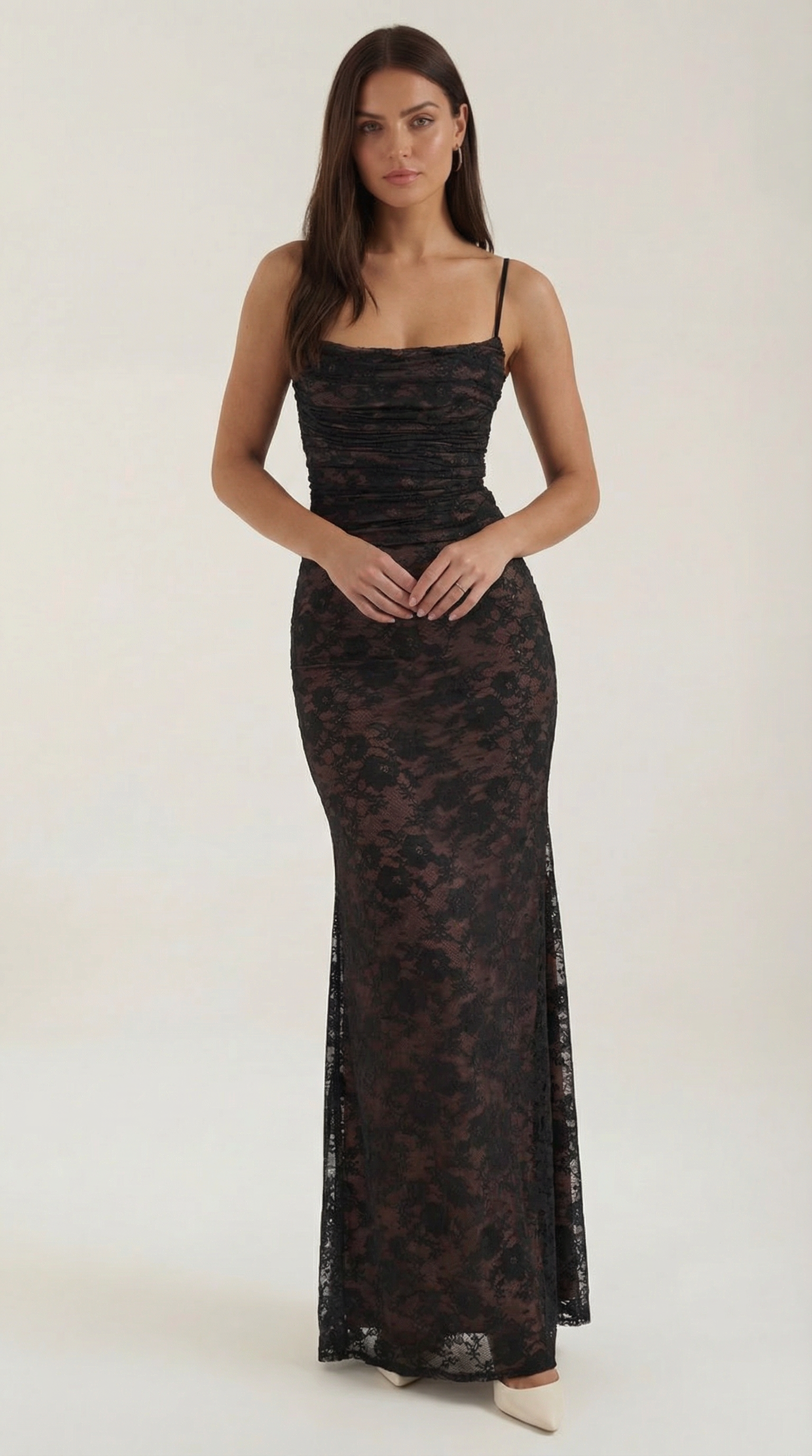Lace Maxi Dress for Women - Elegant Long Dress with Sleeves - Perfect for Formal Events and Special Occasions
