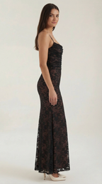 Lace Maxi Dress for Women - Elegant Long Dress with Sleeves - Perfect for Formal Events and Special Occasions