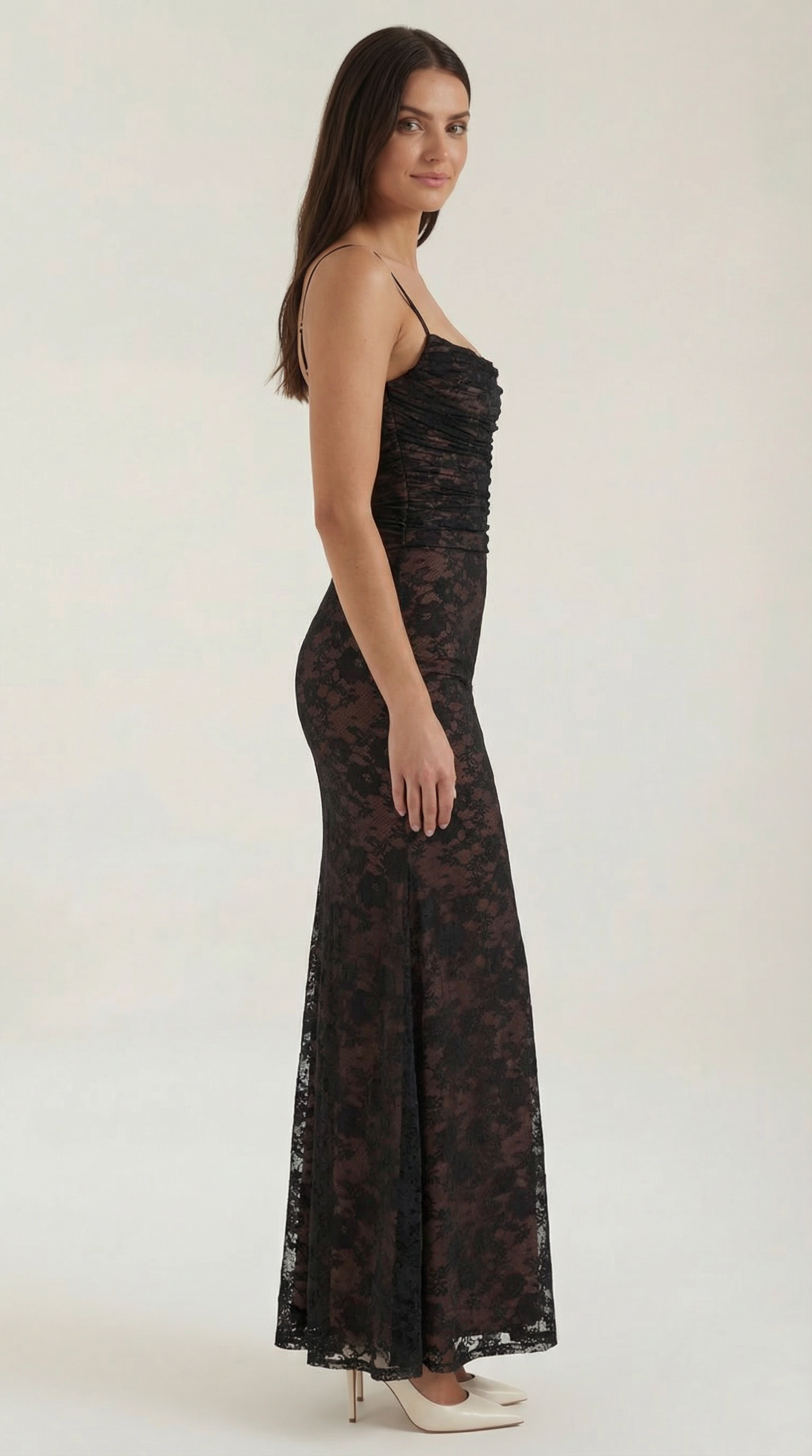 Lace Maxi Dress for Women - Elegant Long Dress with Sleeves - Perfect for Formal Events and Special Occasions