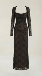 Lace Maxi Dress for Women - Elegant Long Dress with Sleeves - Perfect for Formal Events and Special Occasions