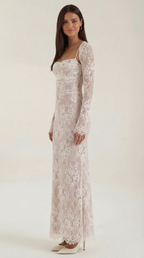 Lace Maxi Dress for Women - Elegant Long Dress with Sleeves - Perfect for Formal Events and Special Occasions