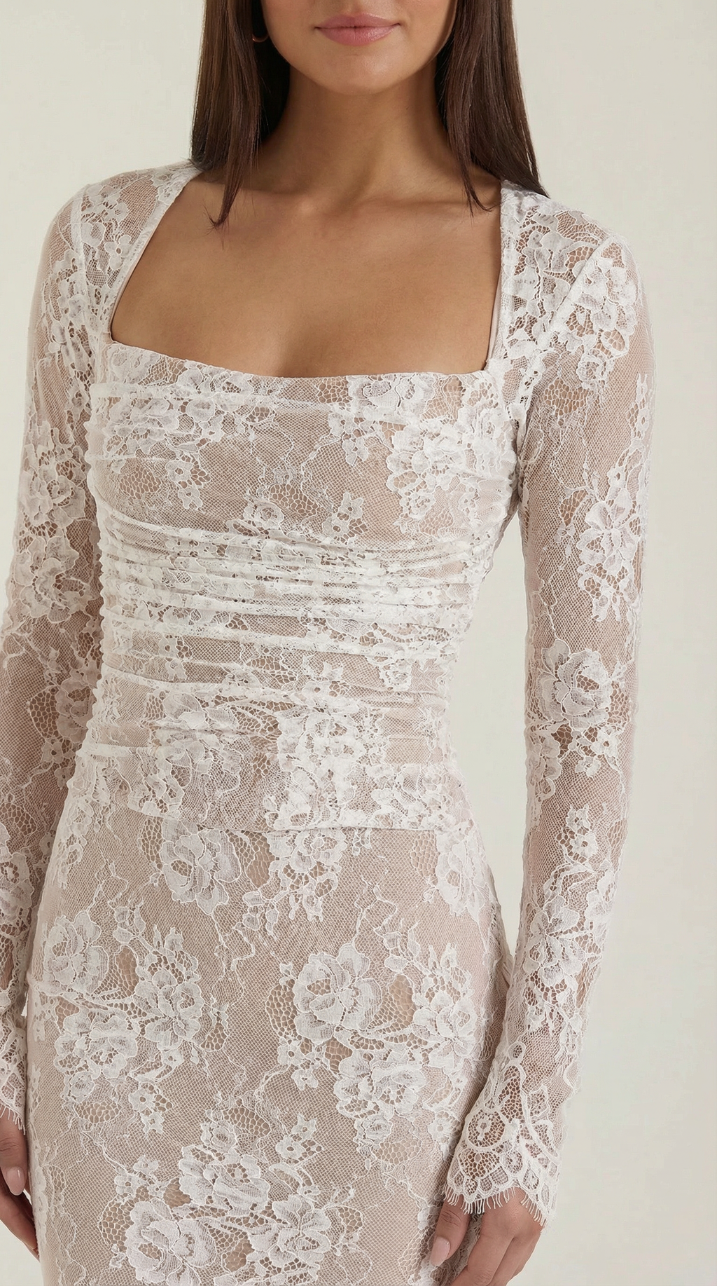 Lace Maxi Dress for Women - Elegant Long Dress with Sleeves - Perfect for Formal Events and Special Occasions