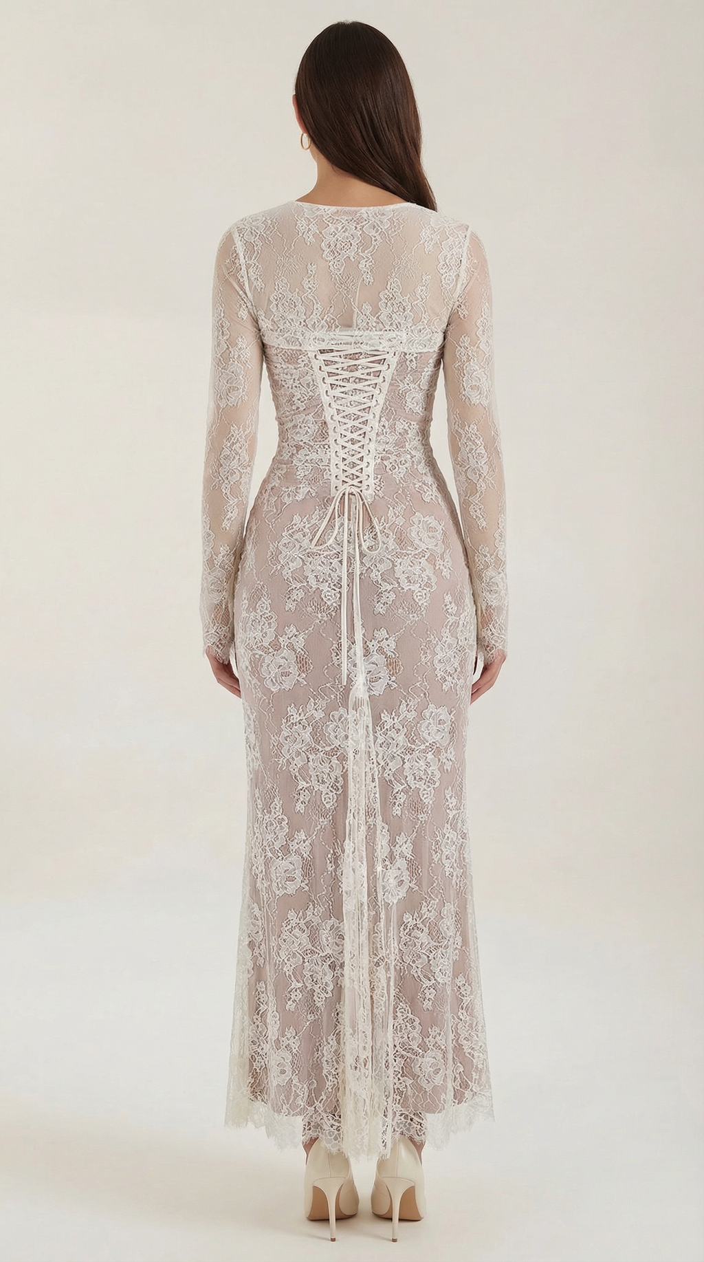 Lace Maxi Dress for Women - Elegant Long Dress with Sleeves - Perfect for Formal Events and Special Occasions