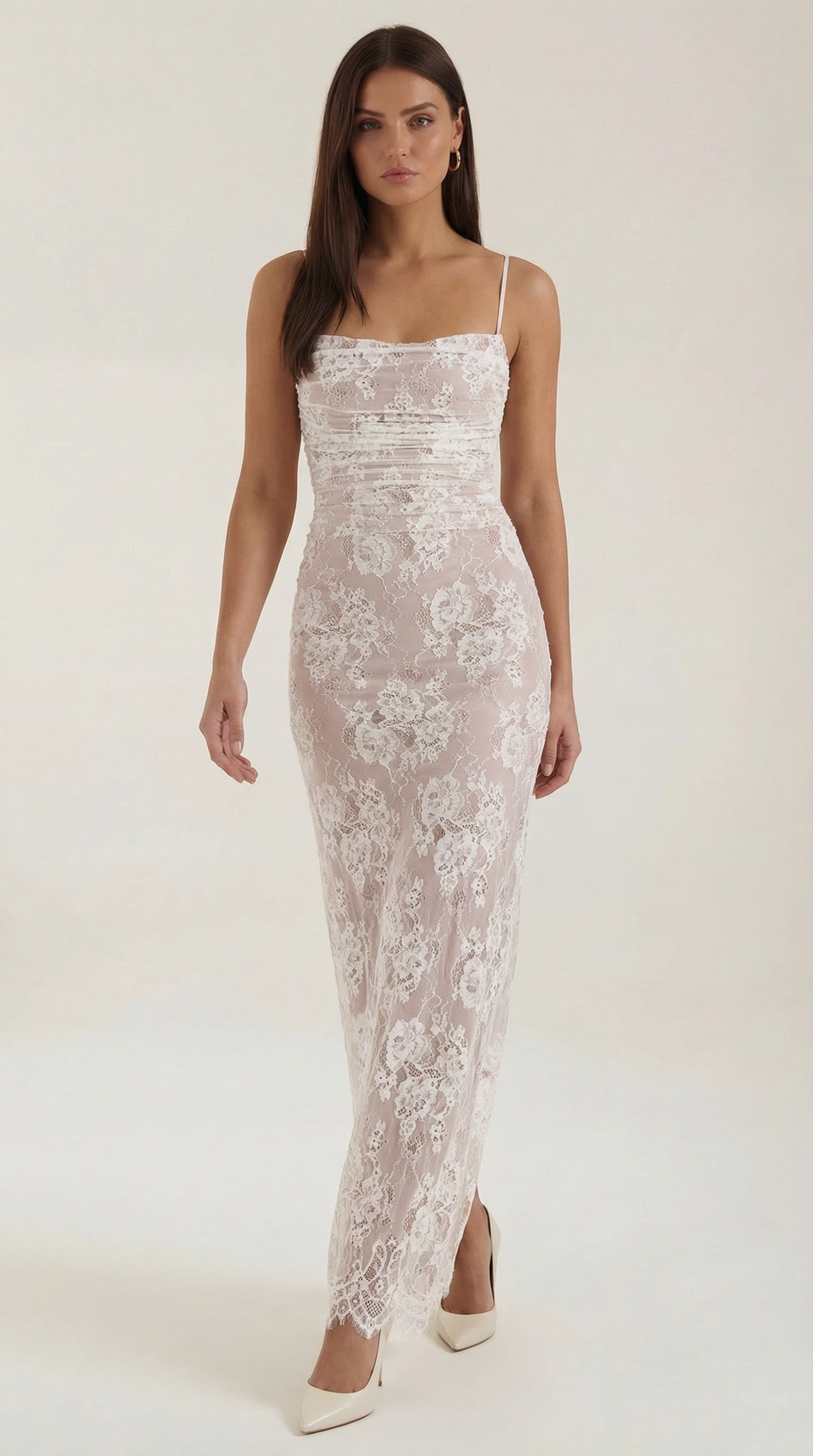 Lace Maxi Dress for Women - Elegant Long Dress with Sleeves - Perfect for Formal Events and Special Occasions