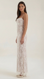 Lace Maxi Dress for Women - Elegant Long Dress with Sleeves - Perfect for Formal Events and Special Occasions