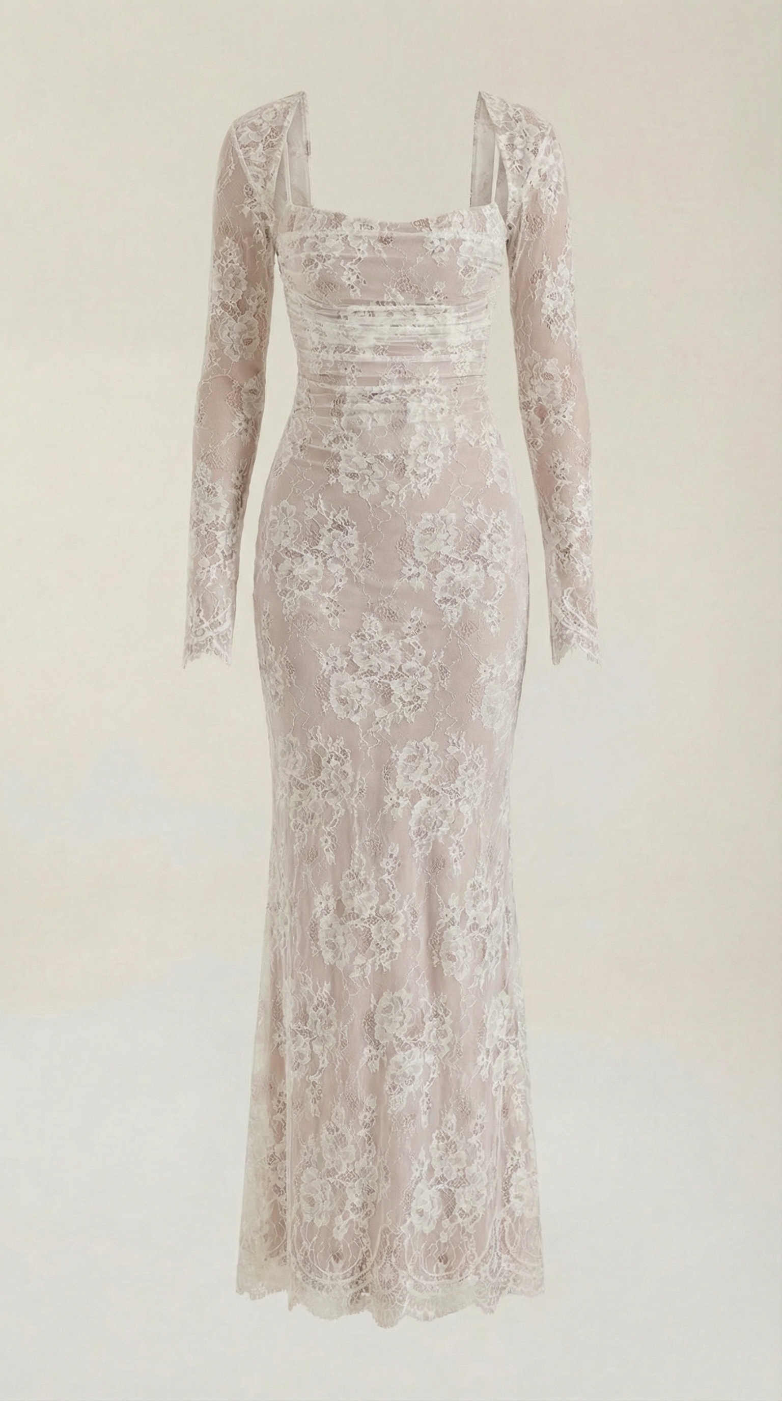 Lace Maxi Dress for Women - Elegant Long Dress with Sleeves - Perfect for Formal Events and Special Occasions