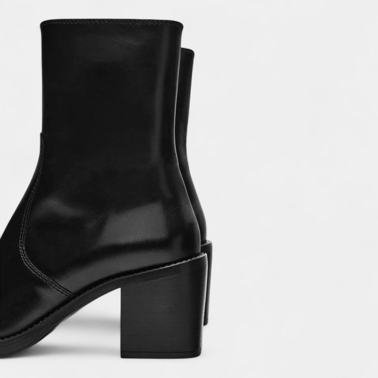 Leather Ankle Boots for Women with Side Zip Closure - Stylish Footwear for Everyday Wear