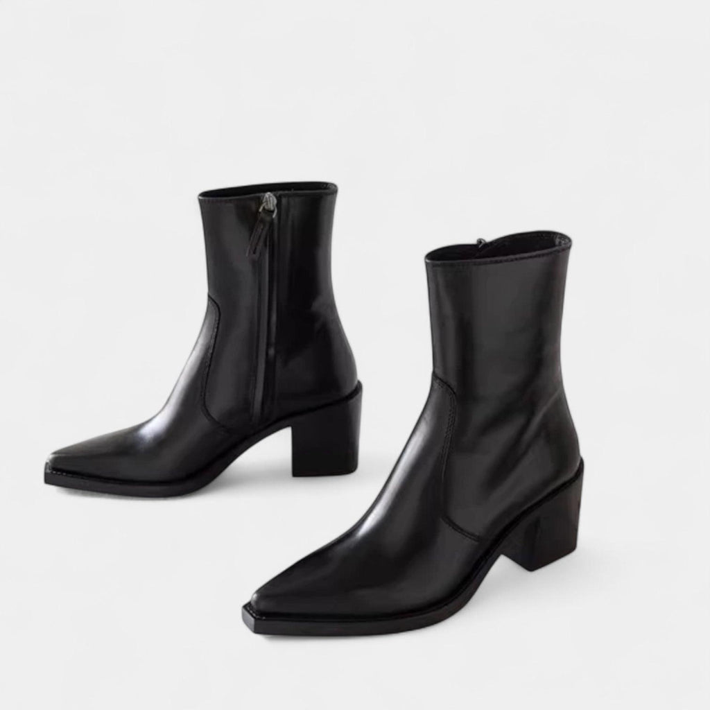 Leather Ankle Boots for Women with Side Zip Closure - Stylish Footwear for Everyday Wear