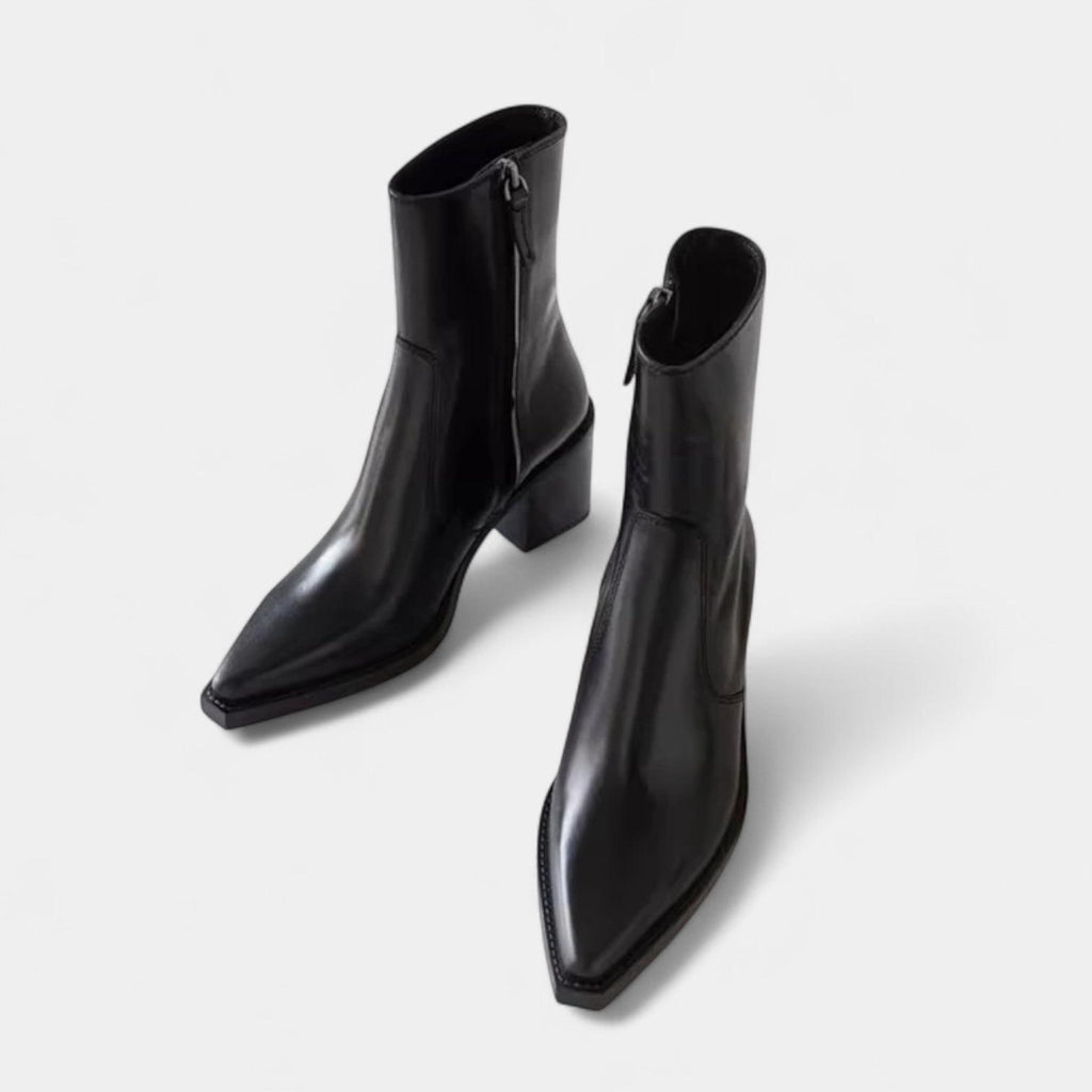 Leather Ankle Boots for Women with Side Zip Closure - Stylish Footwear for Everyday Wear