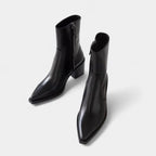 Leather Ankle Boots for Women with Side Zip Closure - Stylish Footwear for Everyday Wear