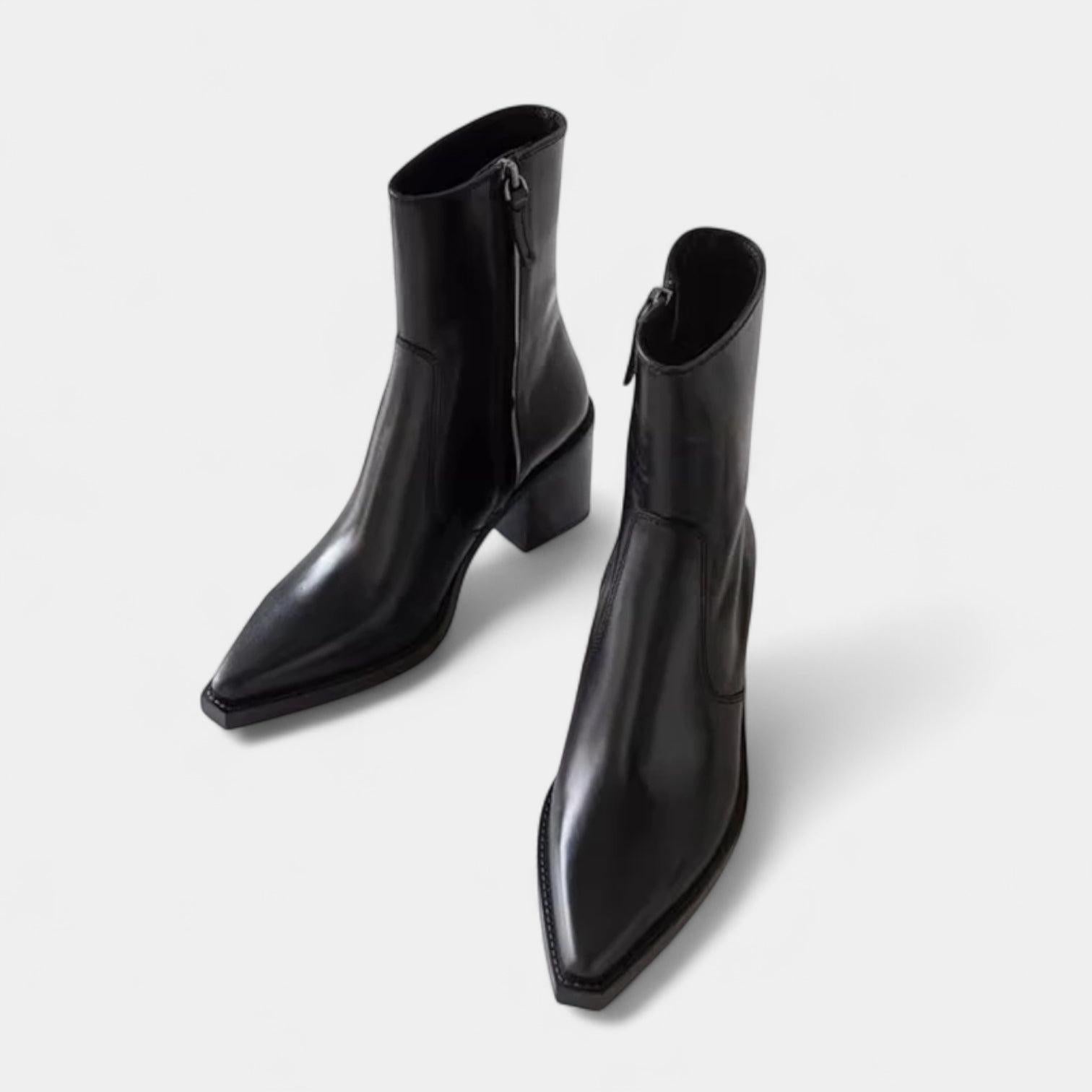 Leather Ankle Boots for Women with Side Zip Closure - Stylish Footwear for Everyday Wear