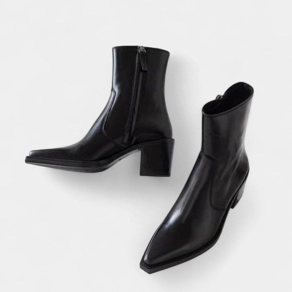 Leather Ankle Boots for Women with Side Zip Closure - Stylish Footwear for Everyday Wear