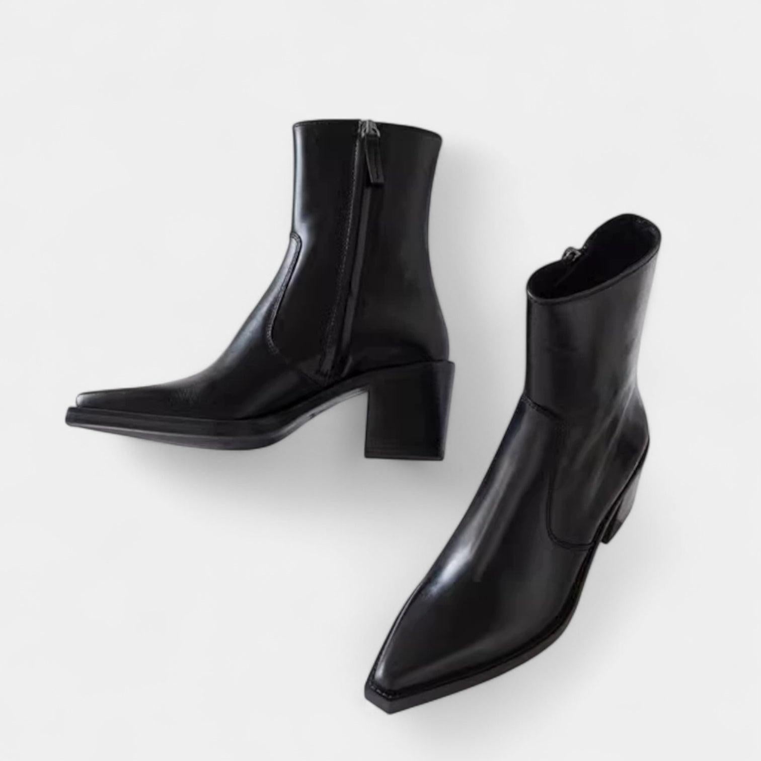 Leather Ankle Boots for Women with Side Zip Closure - Stylish Footwear for Everyday Wear