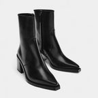 Leather Ankle Boots for Women with Side Zip Closure - Stylish Footwear for Everyday Wear