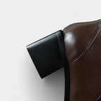 Leather Ankle Boots for Women with Squared Point and Block Heel - Stylish Footwear for Casual or Dressy Occasions