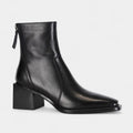 Leather Ankle Boots for Women with Squared Point and Block Heel - Stylish Footwear for Casual or Dressy Occasions