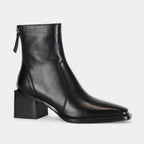 Leather Ankle Boots for Women with Squared Point and Block Heel - Stylish Footwear for Casual or Dressy Occasions
