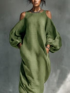 Light Green Cold-Shoulder Maxi Dress Women UK – Wedding Guest Garden Party Evening Gown, Cocktail Attire