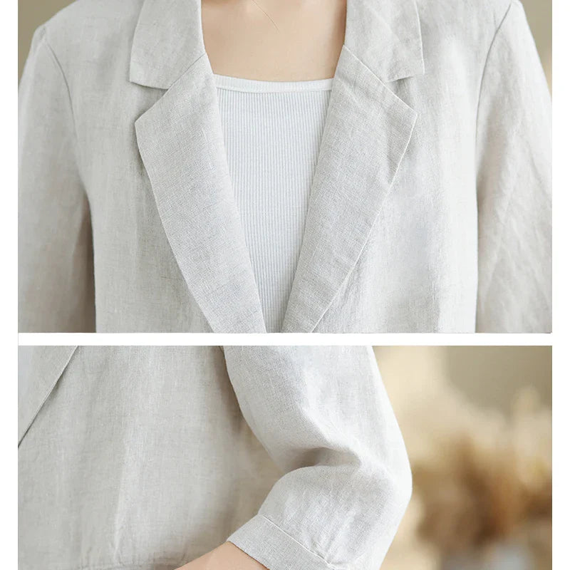 Lightweight Cotton Linen Women's Blazer for Casual and Elegant Outings