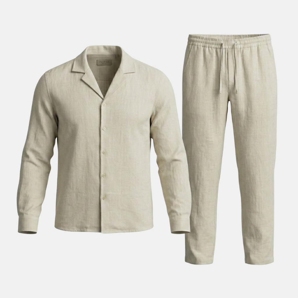 Lightweight Linen Shirt and Trousers Set for Men - Casual Summer Outfit
