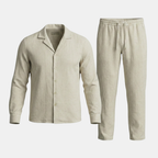 Lightweight Linen Shirt and Trousers Set for Men - Casual Summer Outfit