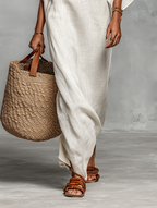Linen Blend Off-the-shoulder Maxi Dress Women UK – Wedding Guest Garden Party Evening Gown, Resort Holiday