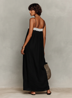 Linen-Blend Strapless Maxi Dress Women UK – Wedding Guest Garden Party Evening Gown, Cocktail Attire