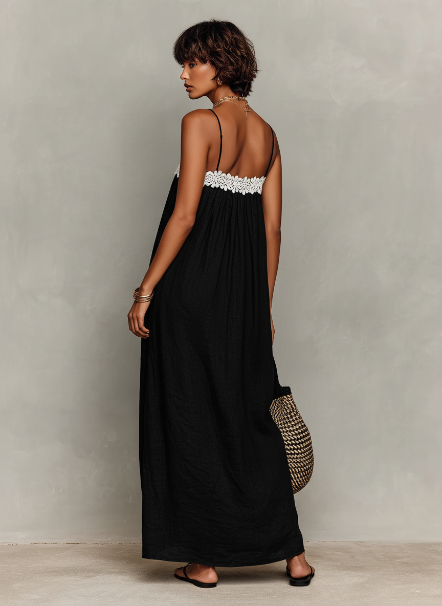 Linen-Blend Strapless Maxi Dress Women UK – Wedding Guest Garden Party Evening Gown, Cocktail Attire