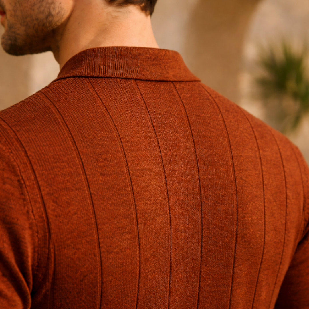 Linen Cotton Knit Polo Shirt for Men - Casual Summer Wear, Short Sleeve
