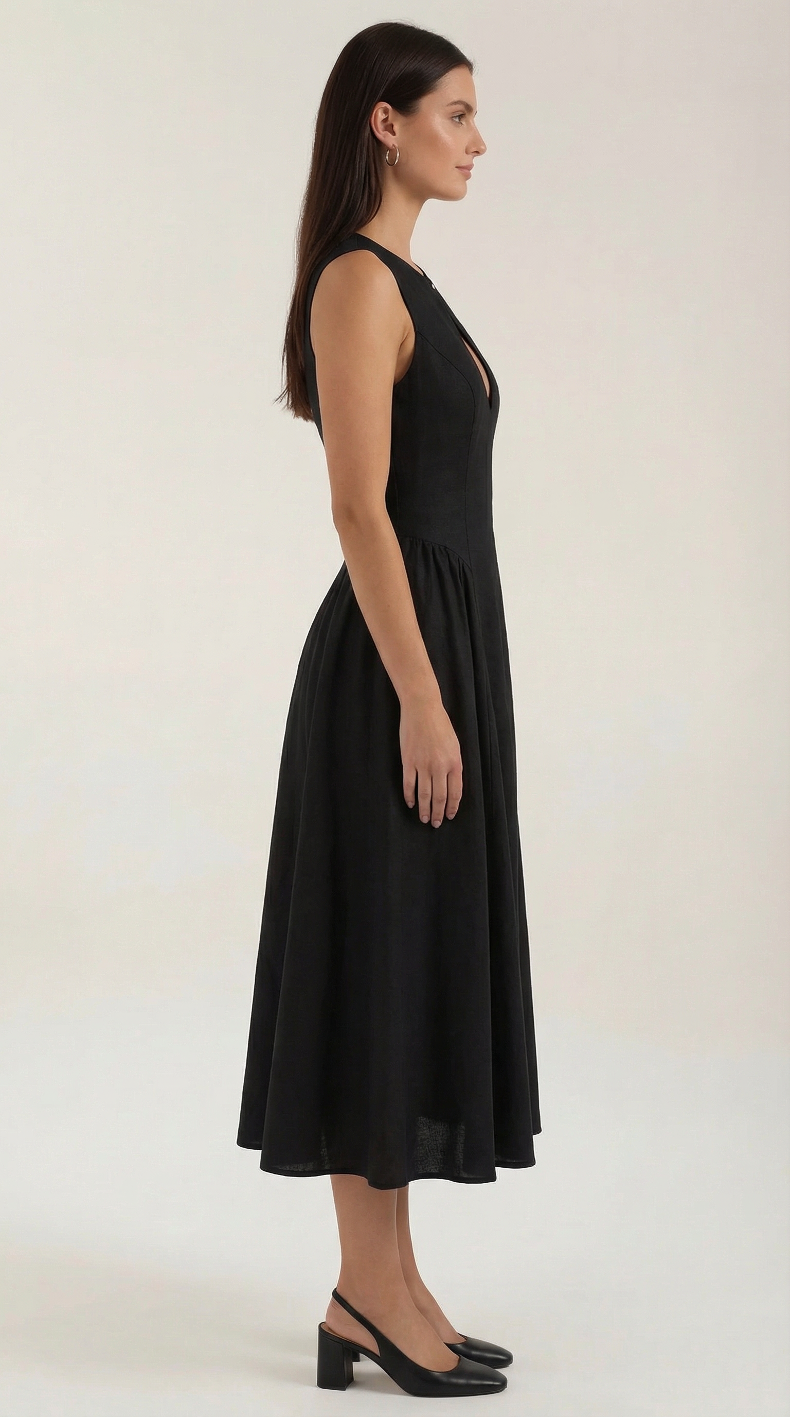 Linen Cutout Dress for Women - Casual Summer Style - Lightweight and Breathable Fabric - Perfect for Outdoor Events