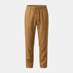Linen Drawstring Trousers for Men - Straight Leg Casual Pants